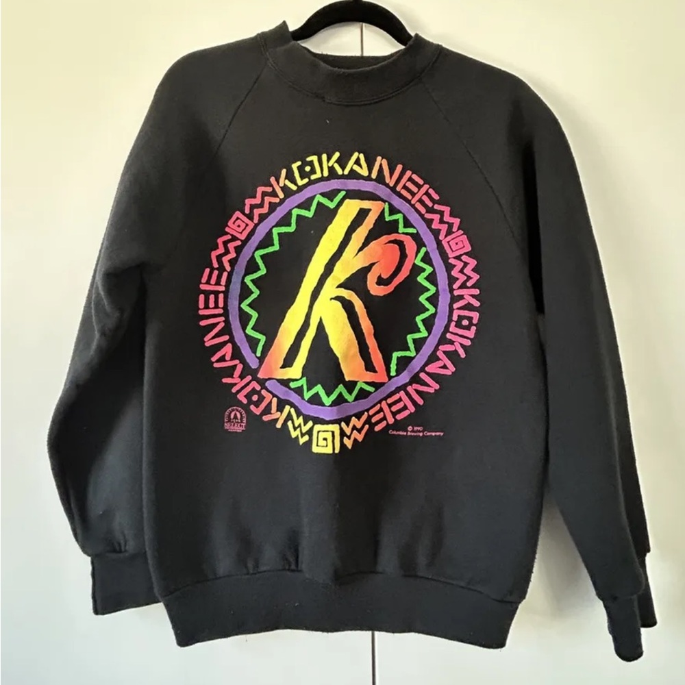 Authentic vintage 90’s Kokanee beer neon graphic crew neck sweater FINAL PRICE